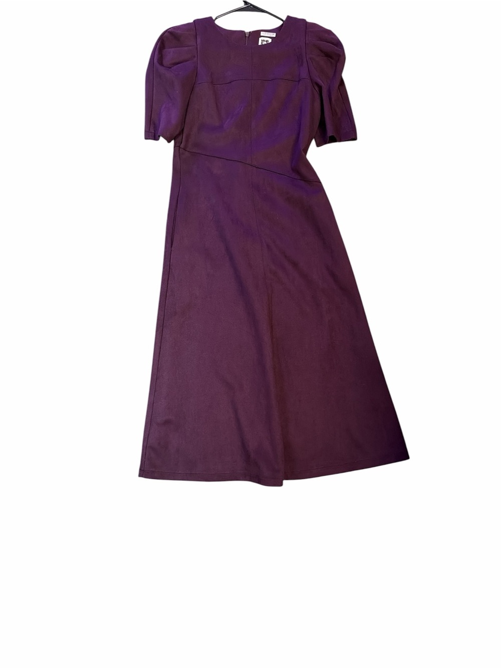 Women's Purple Midi Dress with Puff Sleeves